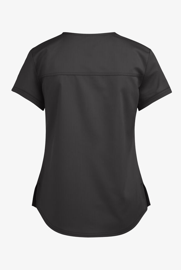 Cherokee Workwear Revolution Women's 1-Pocket STRETCH Tuck In V-Neck Scrub Top - Pewter - 2