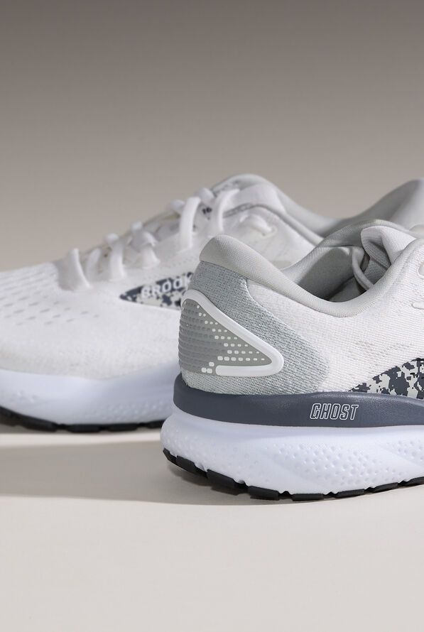 Brooks Women's Ghost 16 White/Oyster/Lava Athletic Lace Up Nursing Shoes - null - 8