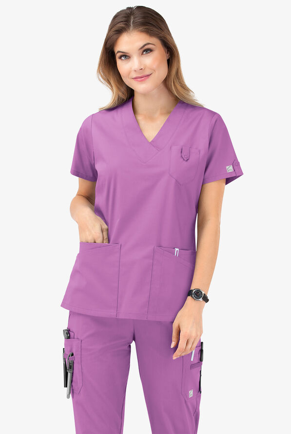 Butter-Soft STRETCH Women's 6-Pocket V-Neck Scrub Top - Orchid - 8