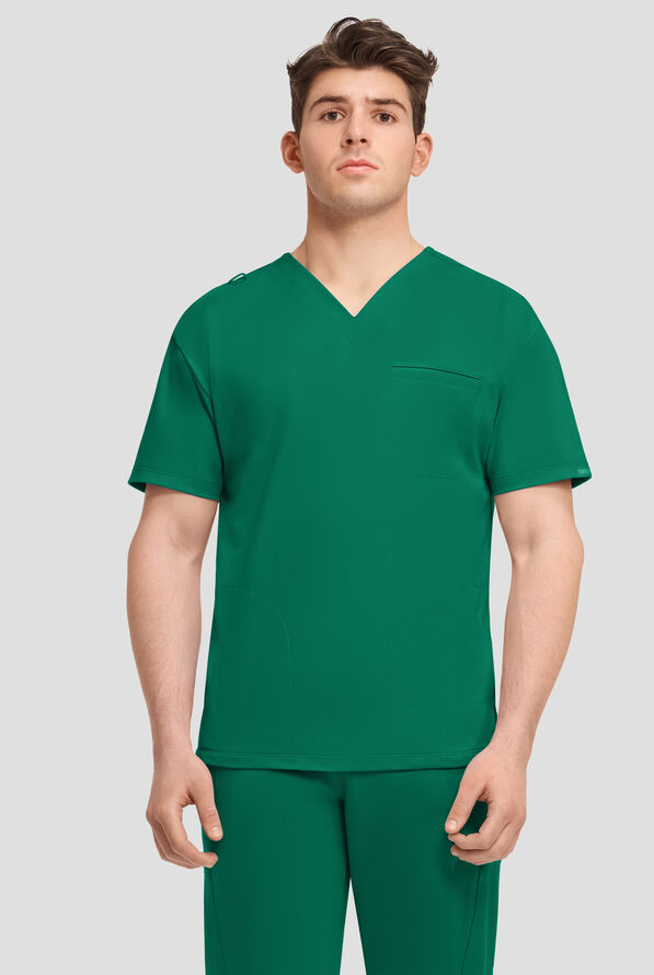 Camisa médica Cherokee Achieve STRETCH de corte holgado con cuello en V y 3 bolsillos para hombre - Hunter - 1