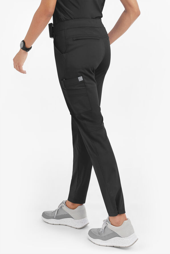 Butter-Soft STRETCH Women's 10-Pocket Slim Cargo Scrub Pants - Black - 4