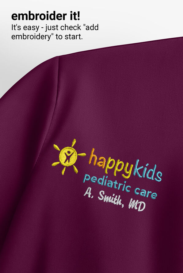 HH Works by Healing Hands Macy Women's 1-Pocket STRETCH Mandarin Collar Tuck In Scrub Top - Wine - 3