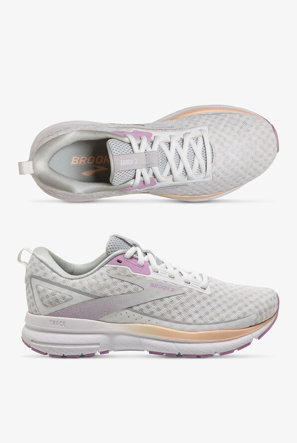 Brooks Women's Trace 3 White/Orchid/Apricot Athletic Lace Up Nursing Shoes - null - 1