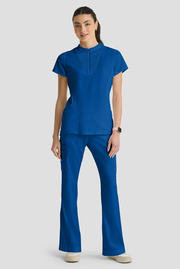 Grey's Anatomy&trade; by Barco Spandex STRETCH Kristi Women's 2-Pocket Quarter Zip Collar Neck Scrub Top - Royal - 6