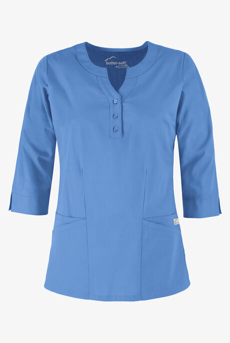 Butter-Soft STRETCH Women's 4-Pocket 3/4" Sleeve Round Neck Scrub Top
