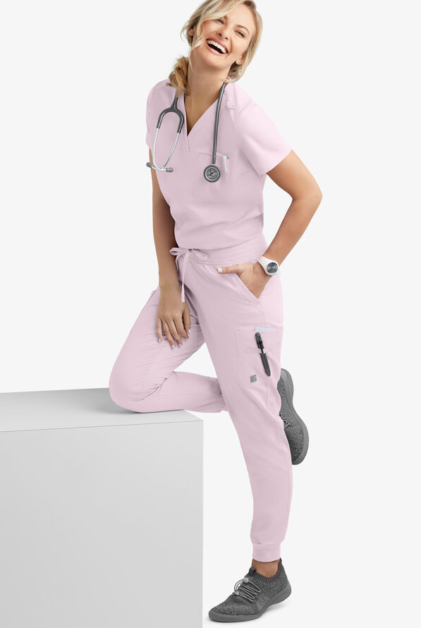 Blusa m&eacute;dica Butter-Soft STRETCH con cuello en V y 2 bolsillos para mujer - Orchid Ice - 2