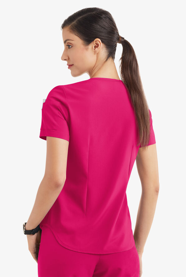 Tafford Active STRETCH Chloe Women's 3-Pocket V-Neck Tuck-In Scrub Top - Flirt - 2