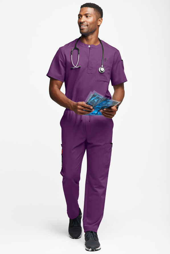 Camisa m&eacute;dica MOVEMENT by Butter-Soft Eclipse Henley con 3 bolsillos para hombre  - Eggplant - 4