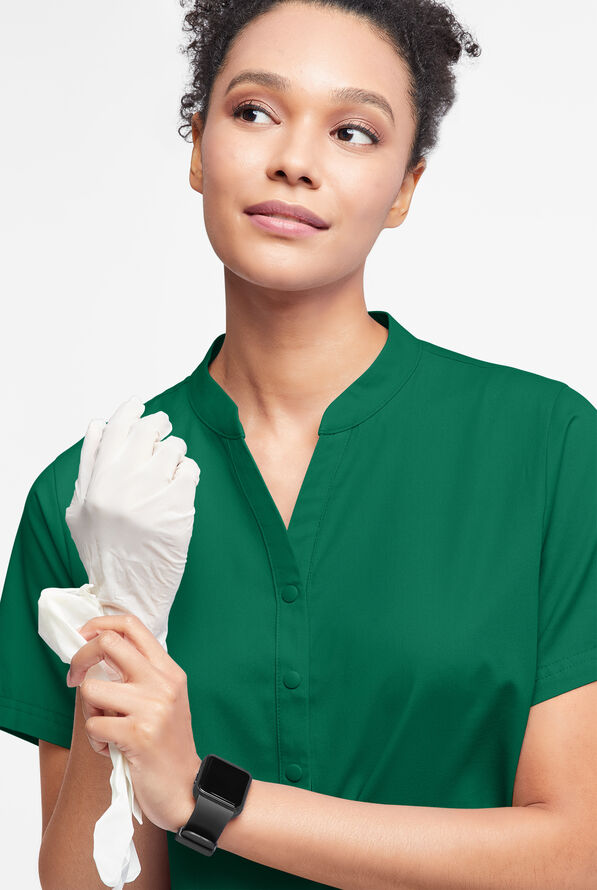 Strictly Scrubs Women's 6-Pocket Mandarin Collar Scrub Top - Hunter - 4