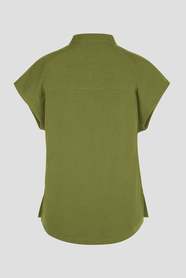 koi Solis Catrin Women's 2-Pocket STRETCH Dolman Sleeve Mandarin Collar Scrub Top - Martini Olive - 3