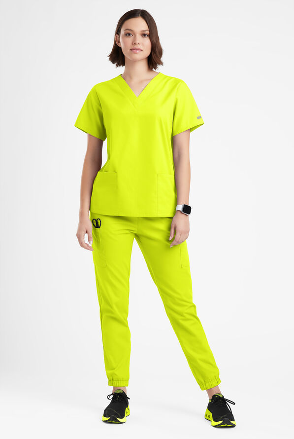 Butter-Soft Originals Women's 2-Pocket V-Neck Scrub Top - Lime Crush - 2