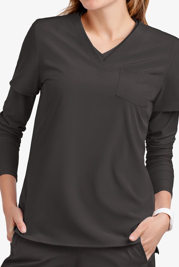 Camiseta médica manga larga Lauderdale By UA Aurelia STRETCH de tejido para mujer - Pewter - 8