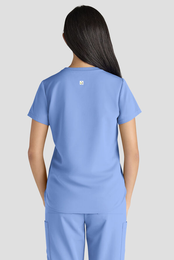 ReSurge Citrine Women's 1-Pocket Crew Neck Tuck In / Wear Out Scrub Top - Ceil Blue - 2