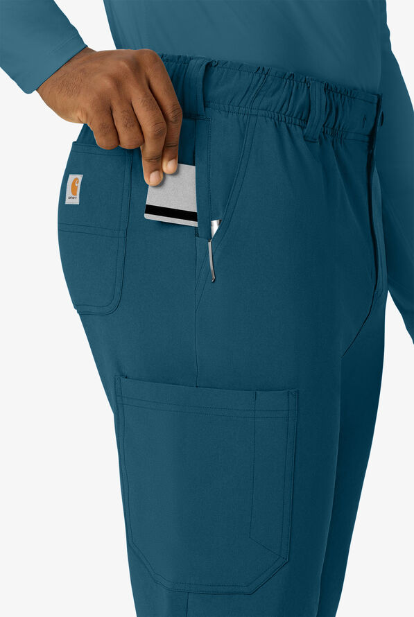 Carhartt Cross-Flex Men's 8-Pocket STRETCH Utility Cargo Scrub Pants - Caribbean Blue - 3