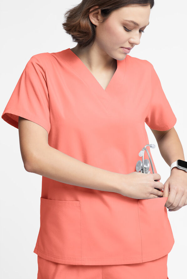 Butter-Soft Originals Women's 2-Pocket V-Neck Scrub Top - Heirloom Rose - 4