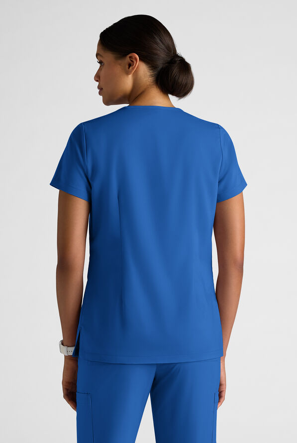 Butter-Soft STRETCH Women's 2-Pocket V-Neck Tuck-In Scrub Top - Royal - 2