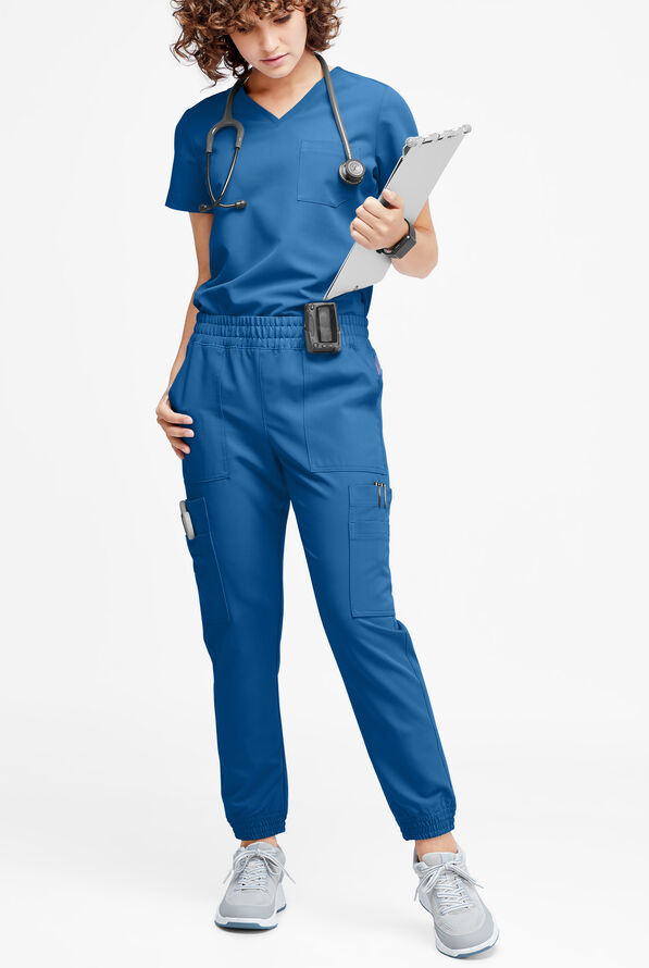 Movement by Butter-Soft Cephei Women's 11-Pocket Jogger Scrub Pants - Royal - 4