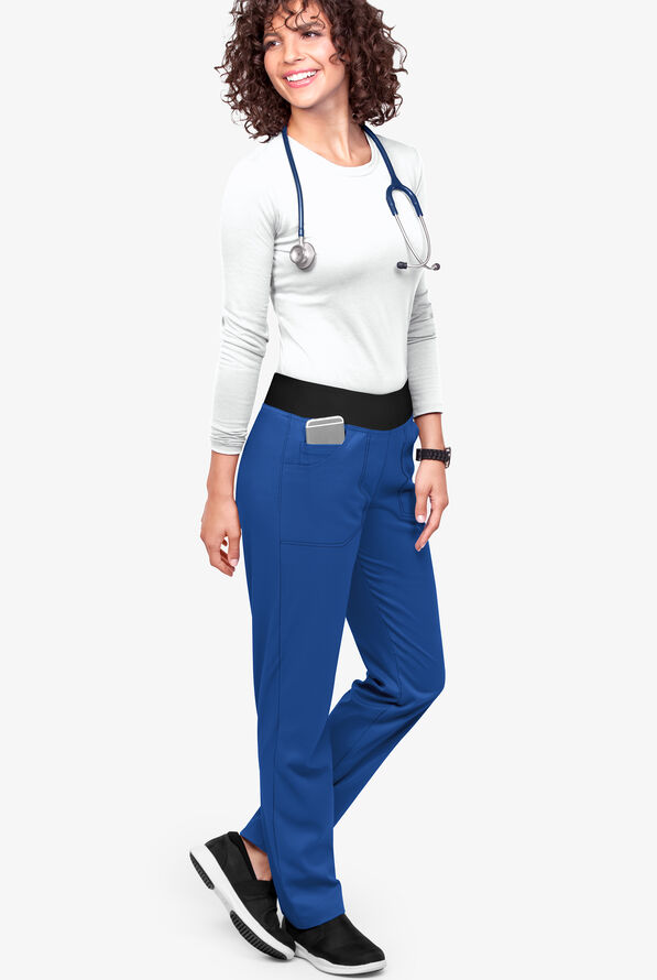 Pantalón médico UA Flex2 STRETCH estilo yoga con piernas rectas y 3 bolsillos para mujer - Royal/Black - 2
