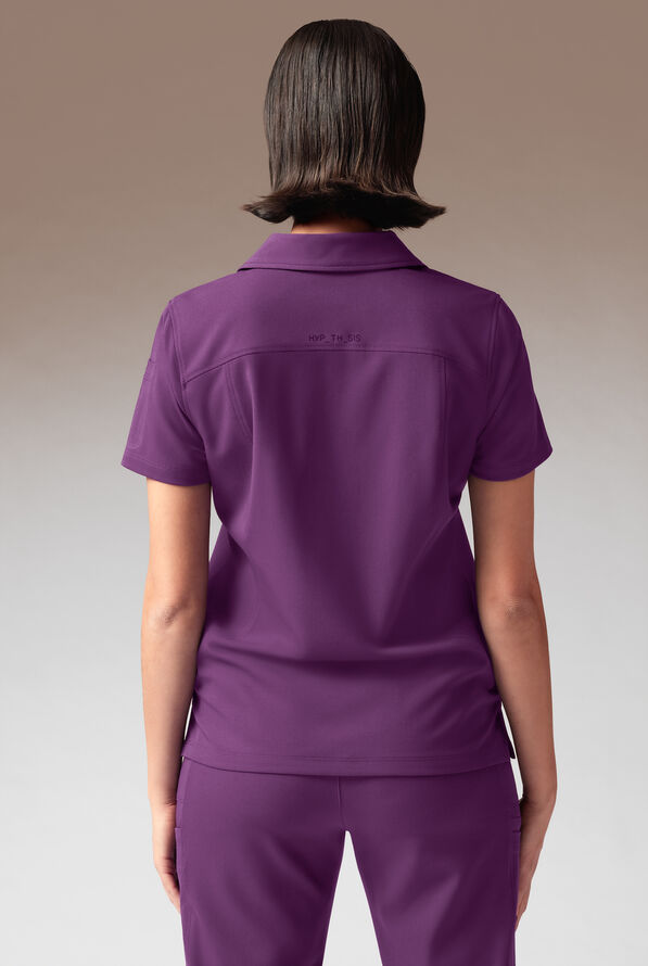 Hypothesis A-S All Situation Women&rsquo;s 3-Pocket Polo Neck Scrub Top - Eggplant - 3