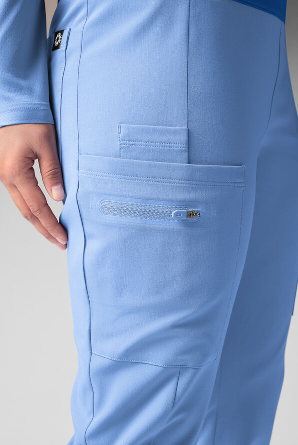 Hypothesis Dynama Y-Pant Women’s 7-Pocket Yoga-Inspired Scrub Pant - Ceil/Royal - 6
