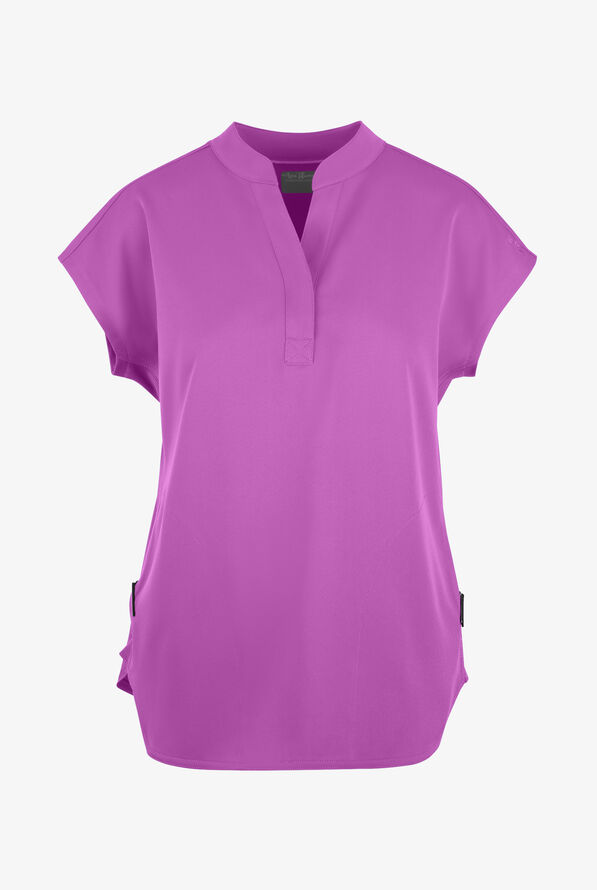 Zavate Ava Therese Piper Women's 2-Pocket STRETCH Dolman Sleeve Mandarin Collar Scrub Top - Power Purple - 1
