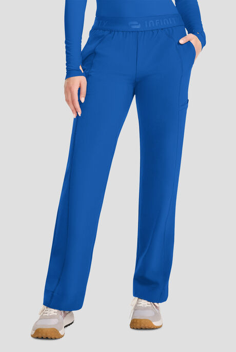 Pantalón médico Infinity GNR8 Knit STRETCH de tiro medio con piernas acampanadas y 5 bolsillos para mujer