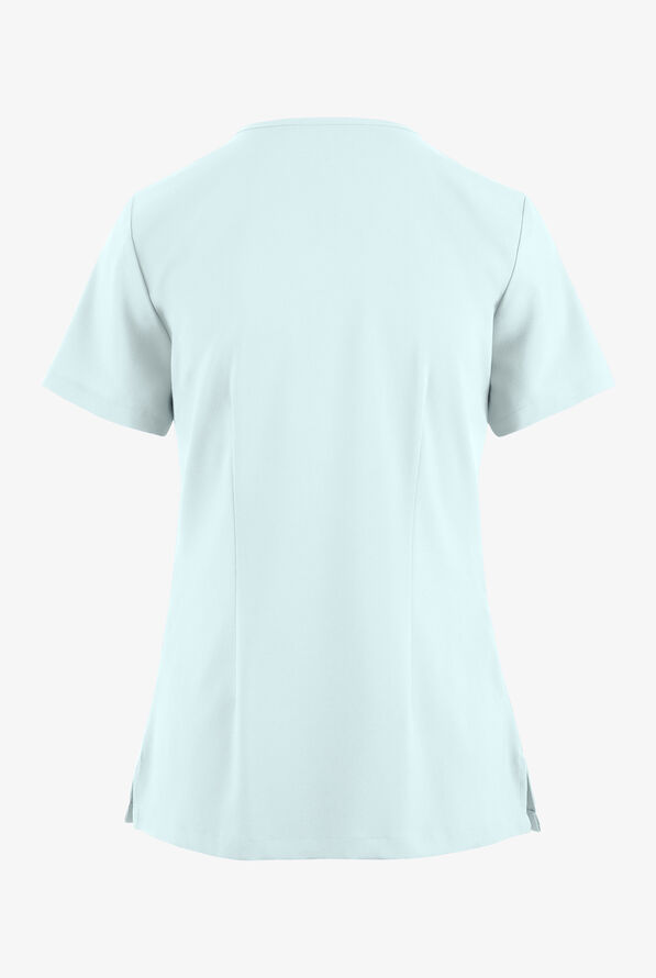 Easy STRETCH Gisele Women's 4-Pocket Lace Up V-Neck Scrub Top - Blue Frost - 4