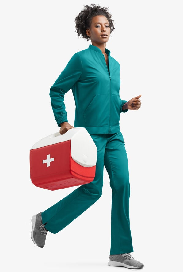 Chaqueta médica unisex UA Butter-Soft STRETCH con forro polar y 3 bolsillos - Teal/Navy - 5