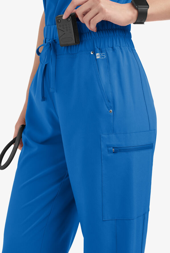 Easy STRETCH Ellie Women's 5-Pocket High Waisted Wide Leg Scrub Pants - Tall - Royal - 2
