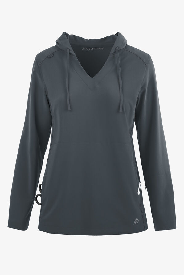 Easy STRETCH Billie Women’s 4-Pocket Pullover Scrub Hoodie - Pewter - 1