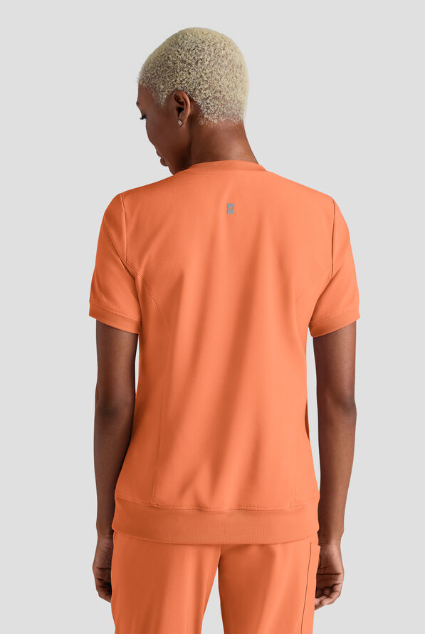 Easy STRETCH Anya Women's 2-Pocket Relaxed Crew Neck Scrub Top - Coral Haze - 2