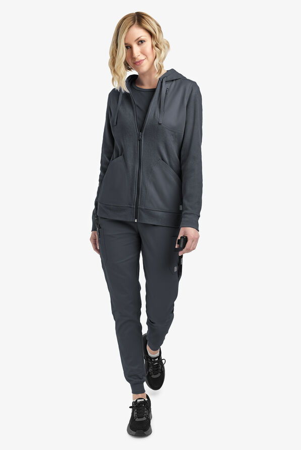 Sudadera médica UA Butter-Soft STRETCH de vellón y lana con cremallera y 4 bolsillos para mujer - Pewter - 2