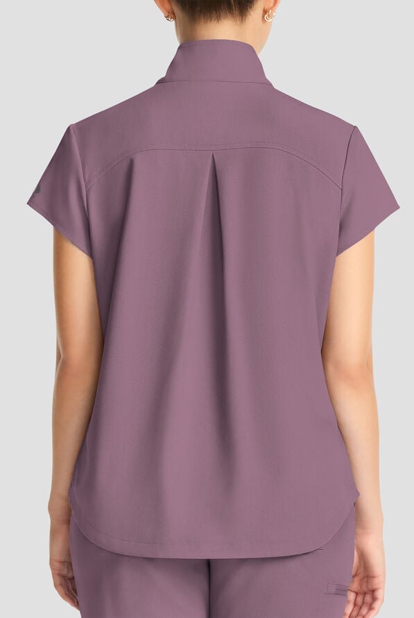 Healing Hands Quest Women's 1-Pocket STRETCH Tuck In Half Zip Collar Scrub Top - Elderberry - 4