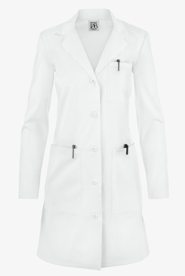 Cherokee Project Lab Women's 37" 3-Pocket Lab Coat - White - 1