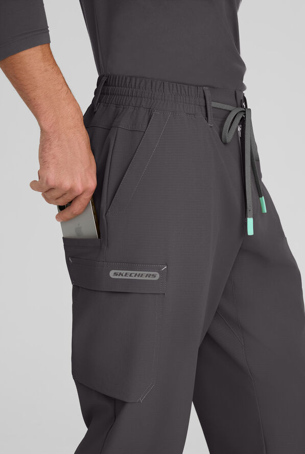 Skechers by Barco Ripstop Station Terrain Men's 6-Pocket STRETCH Straight Leg Cargo Scrub Pants - Pewter - 2