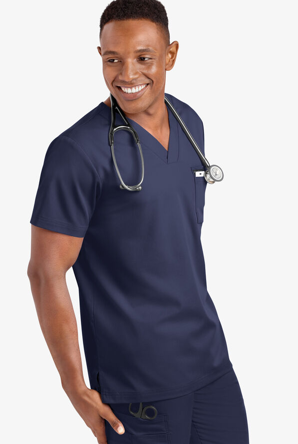 Advantage STRETCH Men's 4-Pocket V-Neck Scrub Top - Navy - 5
