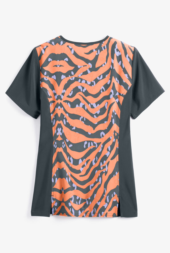 Cherokee Tooniforms Disney Tiggerific Women's 1-Pocket V-Neck Print Scrub Top - null - 2