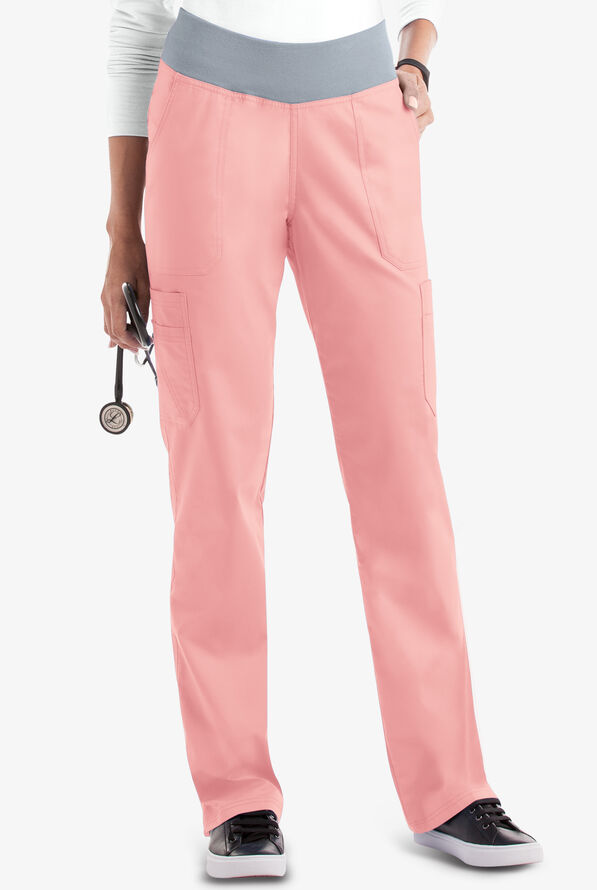 Butter-Soft STRETCH Women's 10-Pocket Active Yoga Scrub Pants - Rose Water/Silver - 1