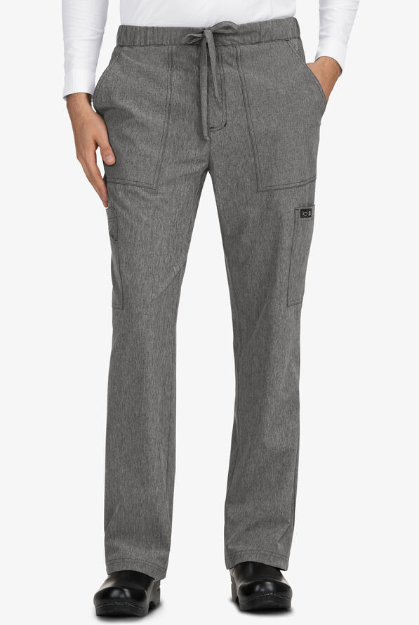 koi Basics Luke Men's 9-Pocket STRETCH Cargo Scrub Pants - Heather Grey - 1