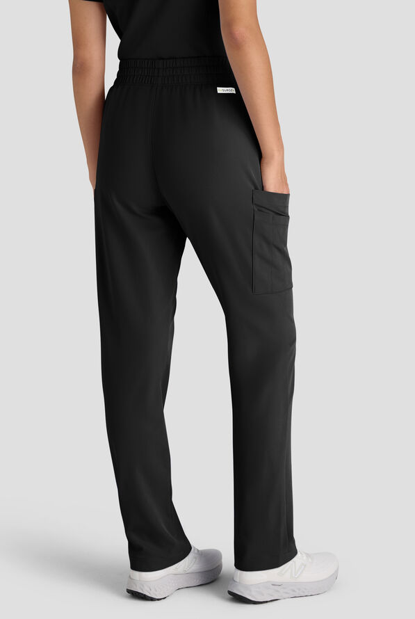 ReSurge Topaz Women's 11-Pocket Drawstring Scrub Pants - Petite - Black - 2