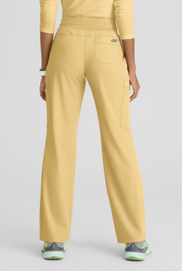 Skechers by Barco Ripstop Explore Women's 5-Pocket STRETCH Cargo Fit & Flare Scrub Pants - Soft Citrine - 3
