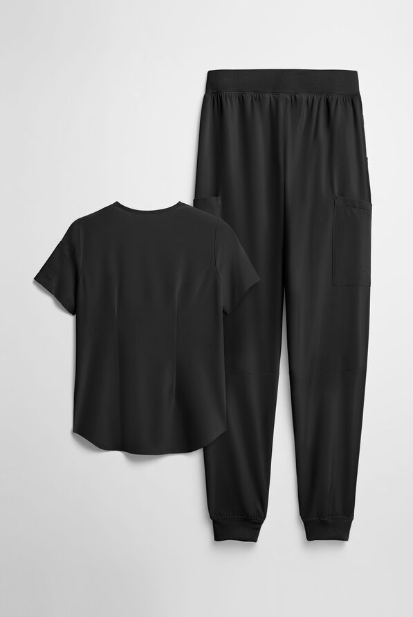Easy STRETCH Women's 10-Pocket Scrub Set - Onyx Black - 2