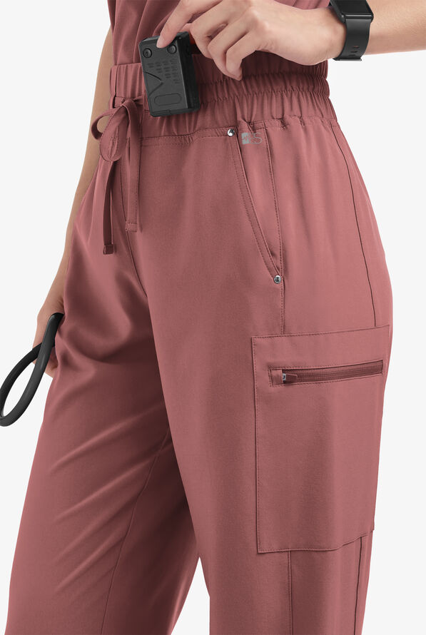 Easy STRETCH Ellie Women's 5-Pocket High Waisted Wide Leg Scrub Pants - Soft Chestnut - 2