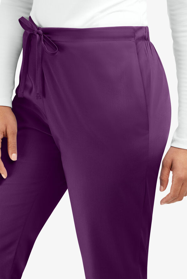Cherokee Workwear Women's 3-Pocket Flare Leg Drawstring Scrub Pants - Tall - New Eggplant - 2