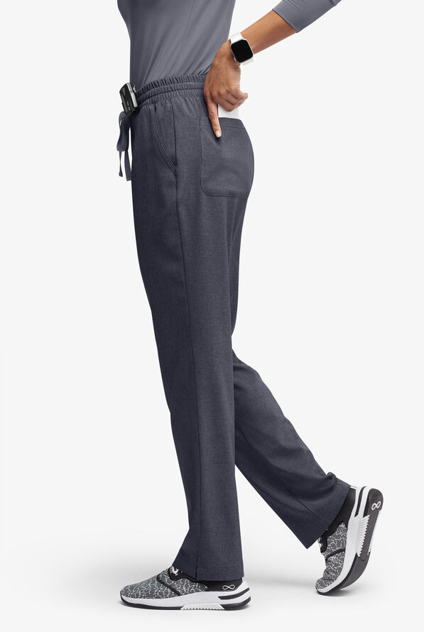 Easy STRETCH Naya Women’s Natural Waist 6-Pocket Straight Leg Scrub Pants - Petite - Charcoal Heather - 3