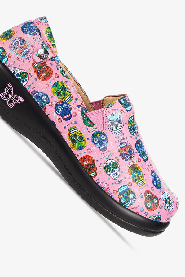 Alegria Women's Keli Sugar Skulls Pink Nursing Slip On Shoes - null - 3