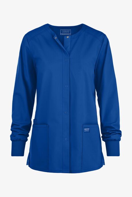 Cherokee Workwear Professionals Women's 3-Pocket STRETCH Snap Front Scrub Jacket