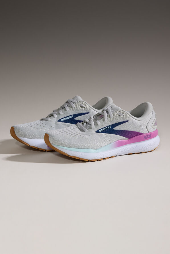Brooks Women's Ghost 16 White/Grey/Estate Blue Athletic Lace Up Nursing Shoes - null - 3