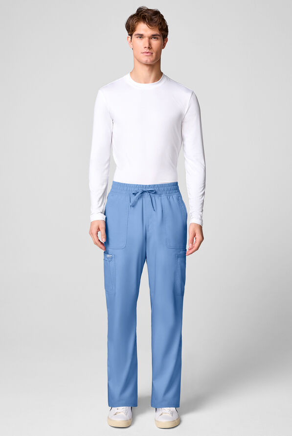 Cherokee Workwear Revolution Men's 12-Pocket STRETCH Drawstring Straight Pants - Ceil Blue - 6