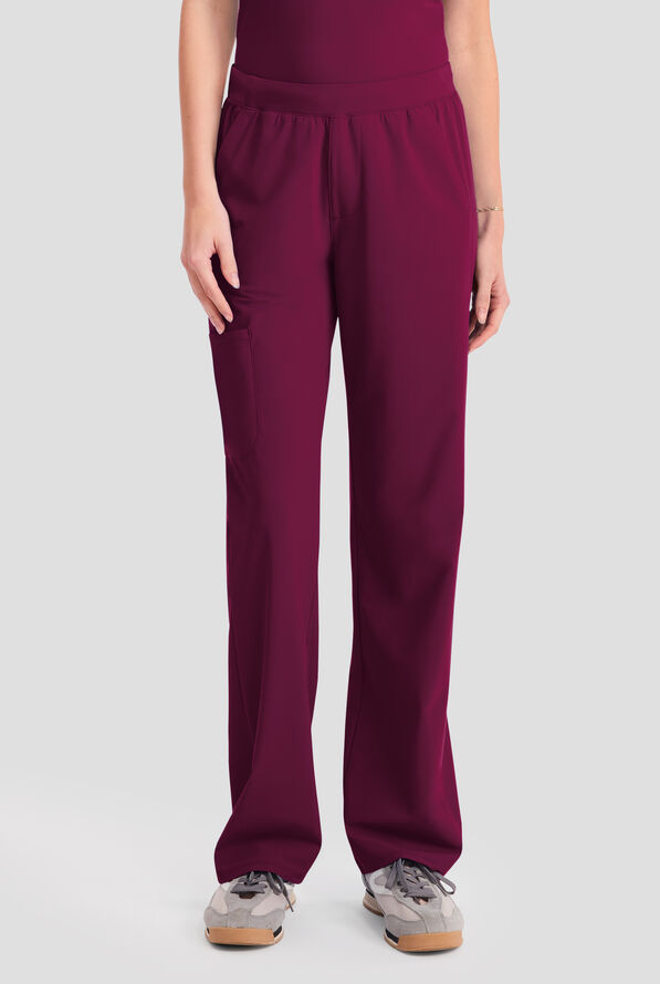 Infinity PURSUIT Women's 4-Pocket STRETCH Straight Leg Scrub Pant - Wine - 1
